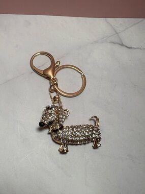 🤍 Clear Dachshund Bag Charm Keychain NWOT